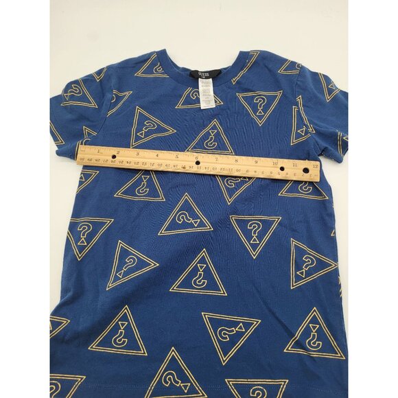 GUESS Kids SZ Large/7 All Over Print T Shirt Navy Blue - Picture 3 of 5